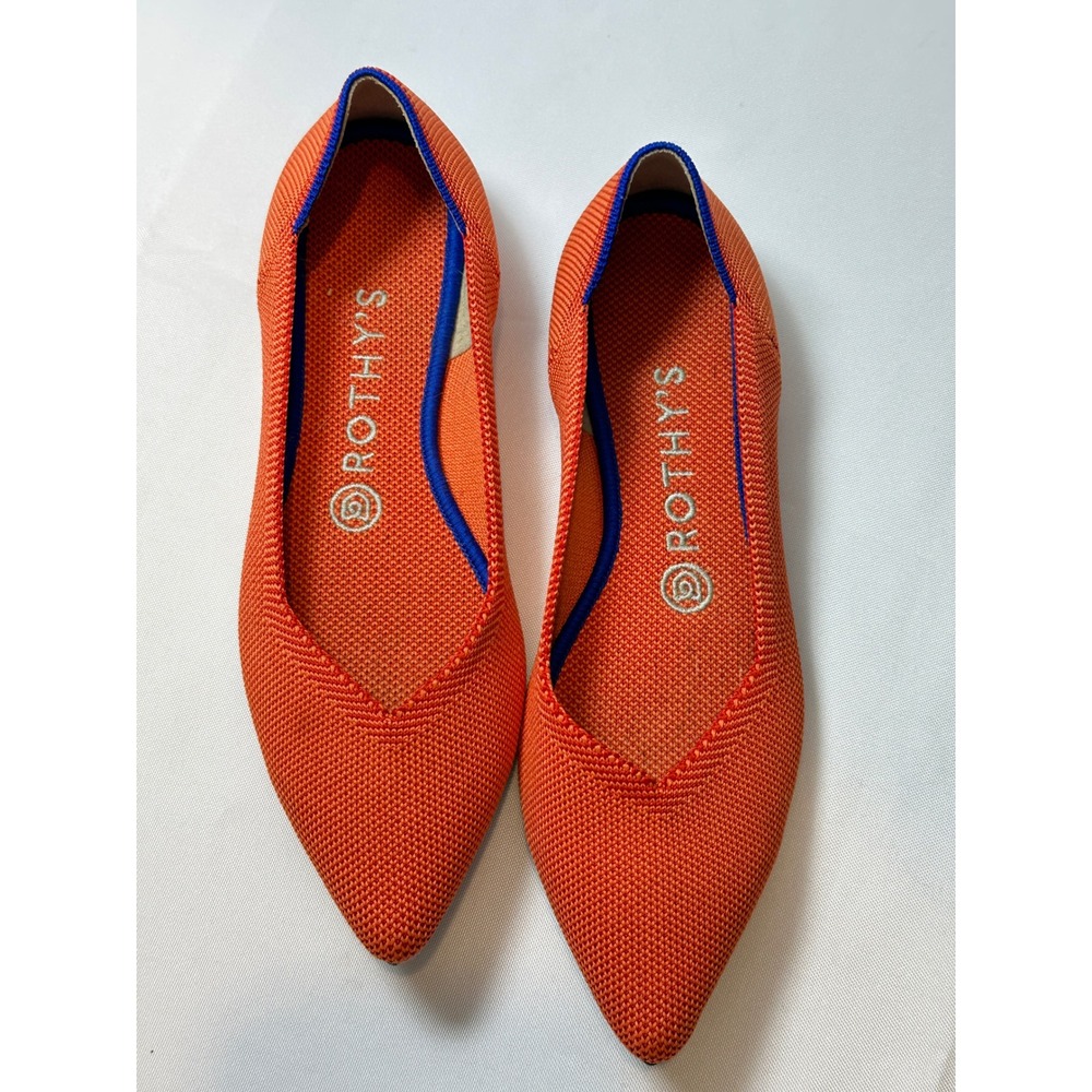 Rothy's Orange Flats with Blue Trim